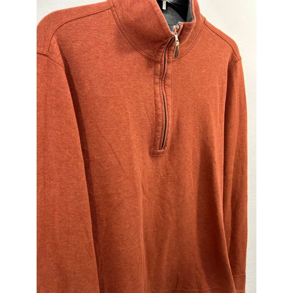 Banana‎ Republic Mens Quarter Zip Pullover Sweater Rust Orange Heathered Large